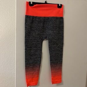 NWOT Factory Connections Grey and Neon Orange Leggings